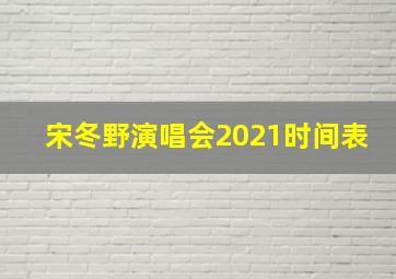 宋冬野演唱会2021时间表