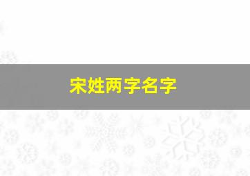 宋姓两字名字