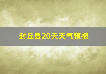 封丘县20天天气预报