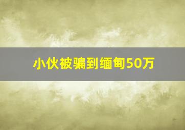 小伙被骗到缅甸50万