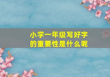 小学一年级写好字的重要性是什么呢