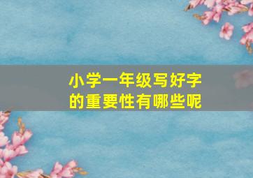 小学一年级写好字的重要性有哪些呢