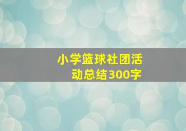 小学篮球社团活动总结300字