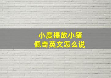 小度播放小猪佩奇英文怎么说