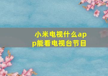 小米电视什么app能看电视台节目