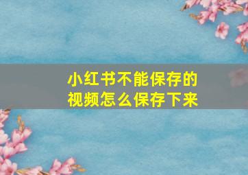 小红书不能保存的视频怎么保存下来