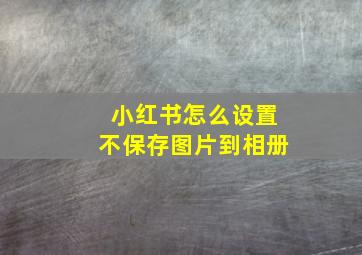 小红书怎么设置不保存图片到相册