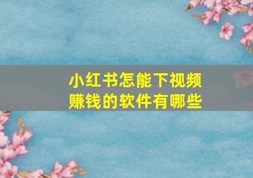 小红书怎能下视频赚钱的软件有哪些