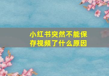 小红书突然不能保存视频了什么原因