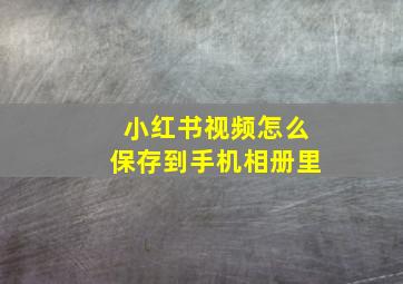 小红书视频怎么保存到手机相册里