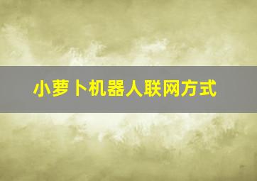 小萝卜机器人联网方式