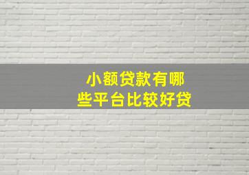 小额贷款有哪些平台比较好贷