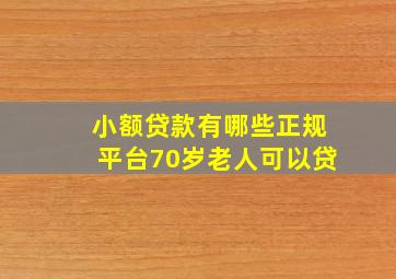 小额贷款有哪些正规平台70岁老人可以贷