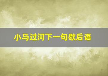 小马过河下一句歇后语