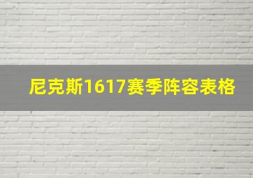 尼克斯1617赛季阵容表格