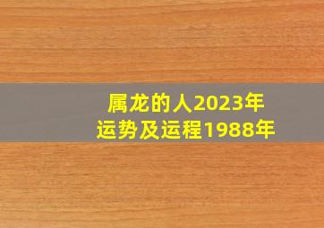 属龙的人2023年运势及运程1988年