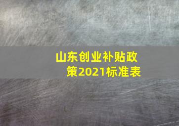 山东创业补贴政策2021标准表