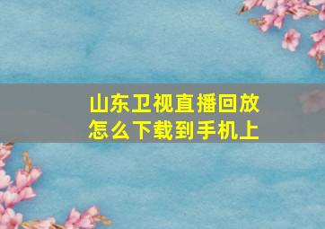 山东卫视直播回放怎么下载到手机上