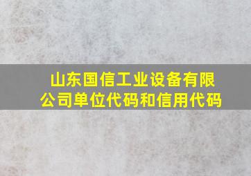 山东国信工业设备有限公司单位代码和信用代码