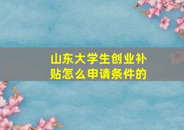 山东大学生创业补贴怎么申请条件的