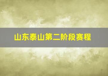 山东泰山第二阶段赛程