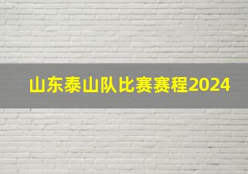 山东泰山队比赛赛程2024