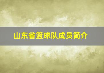 山东省篮球队成员简介