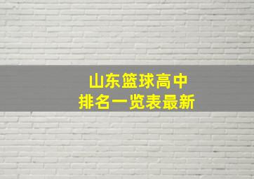 山东篮球高中排名一览表最新