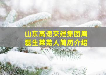 山东高速交建集团周磊生莱芜人简历介绍