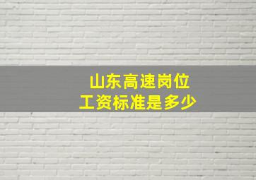 山东高速岗位工资标准是多少