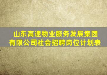 山东高速物业服务发展集团有限公司社会招聘岗位计划表