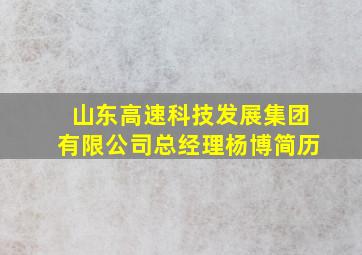 山东高速科技发展集团有限公司总经理杨博简历