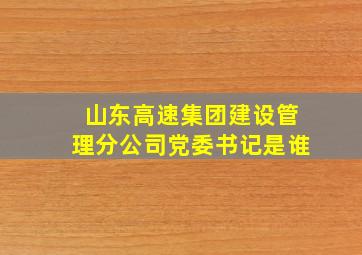 山东高速集团建设管理分公司党委书记是谁