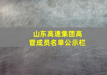 山东高速集团高管成员名单公示栏