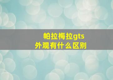 帕拉梅拉gts外观有什么区别