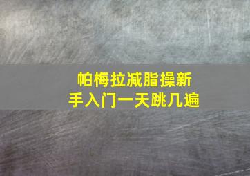 帕梅拉减脂操新手入门一天跳几遍