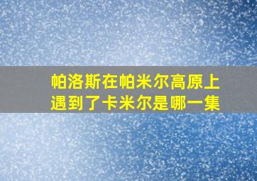 帕洛斯在帕米尔高原上遇到了卡米尔是哪一集