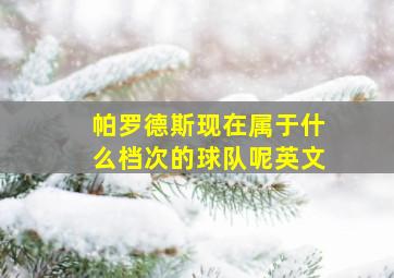 帕罗德斯现在属于什么档次的球队呢英文