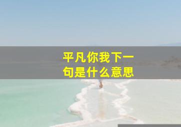 平凡你我下一句是什么意思