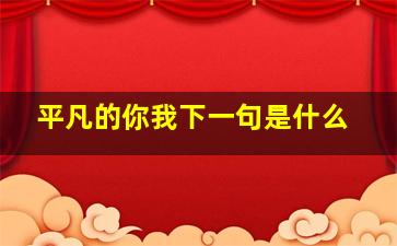 平凡的你我下一句是什么