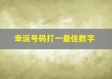 幸运号码打一最佳数字