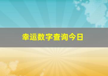 幸运数字查询今日