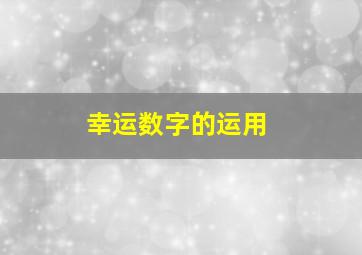 幸运数字的运用