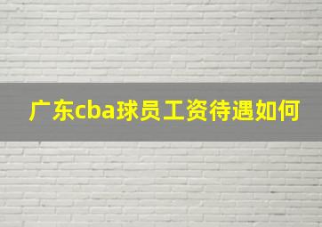 广东cba球员工资待遇如何