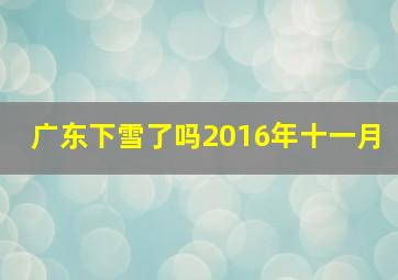 广东下雪了吗2016年十一月