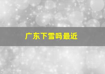 广东下雪吗最近