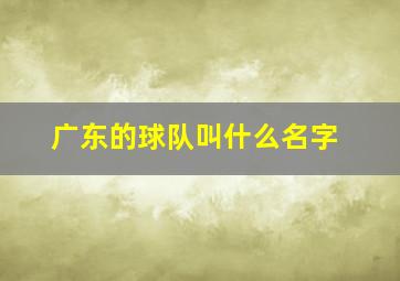 广东的球队叫什么名字