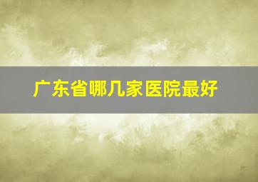 广东省哪几家医院最好