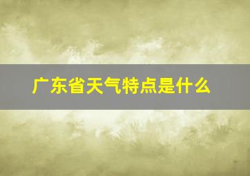 广东省天气特点是什么