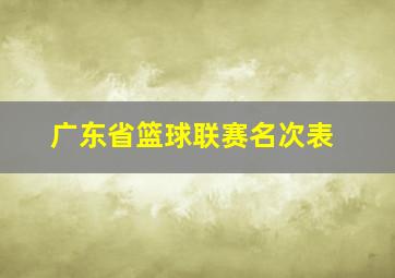 广东省篮球联赛名次表